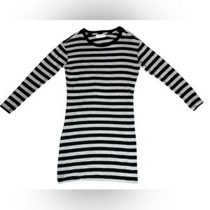 VELVET BY GRAHAM & SPENCER Striped Long Sleeve Sweater Dress Black & Gray Sz XS